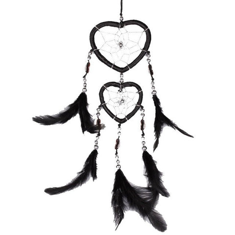 Handmade Heart Dream Catcher with Feather Car Wall Hanging Decor