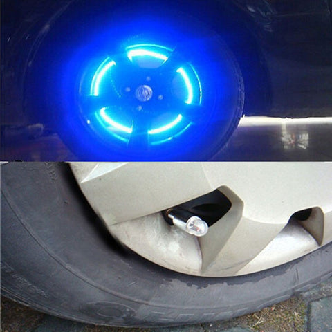 2Pcs Universal Car Tire Tyre Wheel LED Valve Cap Stem Lights Lighting Blue Decoration